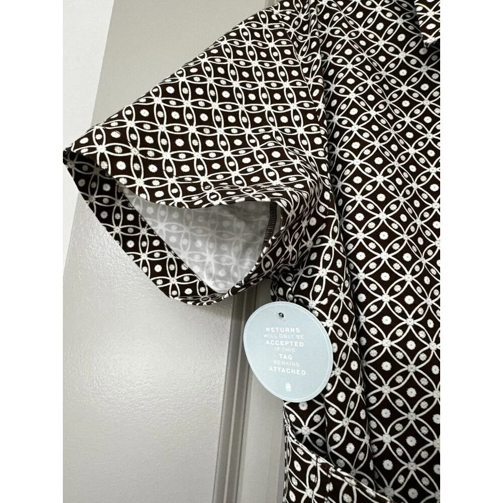 Hill House NWT The Carolina Shirt Dress Chocolate Circular Lattuce XL Midi - Picture 5 of 10